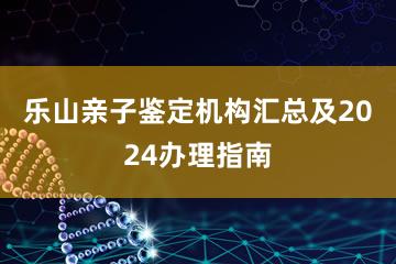 乐山亲子鉴定机构汇总及2024办理指南